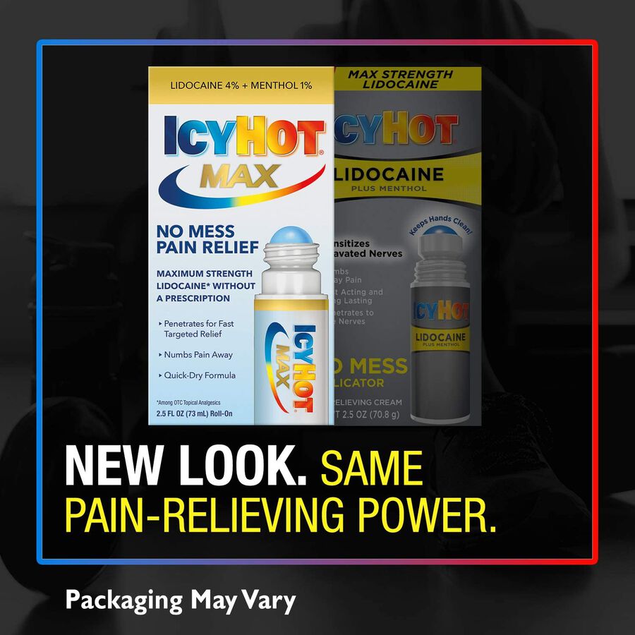 Icy Hot Max With Lidocaine + Menthol, RollOn, 2.5 oz